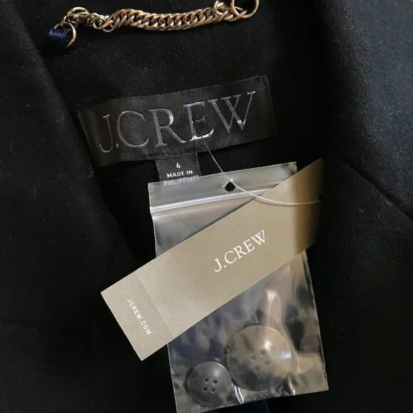 NWT JCREW Mirabelle Top Coat Womens 6 Black Italian Wool Cashmere BM546 NEW - Picture 4 of 16